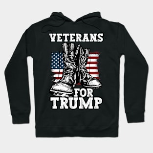 Veterans For Trump 2024 Vintage American Flag Hoodie